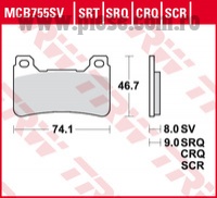 Set placute frana fata TRW MCB755SV - Honda CBR 600 RR (05-16) - CBR 600 RRA (09-16) - VFR 800 (14-16) - CBR 1000 R (08-16)